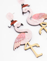 Acrylic Christmas Flamingo Drop Earrings - link has visual effect only