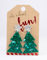 Green Acrylic Christmas Tree Drop Earrings - link has visual effect only