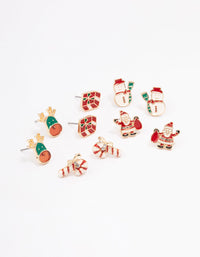 Gold Enamel Christmas Motif Stud Earrings Pack - link has visual effect only