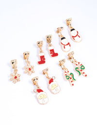 Gold Christmas Clip On Drop Earrings 5-Pack - link has visual effect only