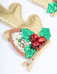 Mixed Glitter Reindeer Hair Clip Pack - link has visual effect only