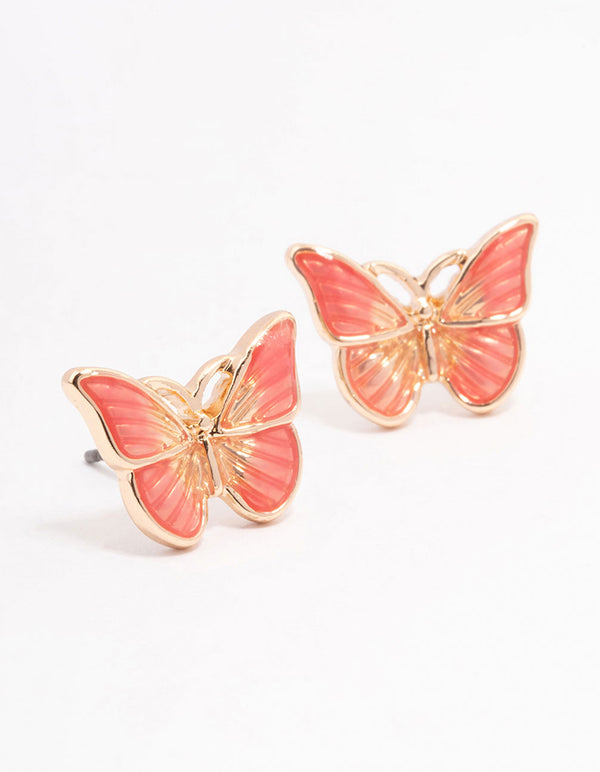 Pink Butterfly Stud Earirngs
