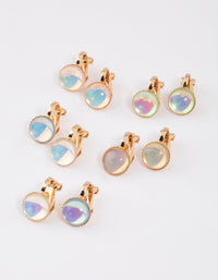 Gold Round Clip On Earrings 5-Pack - link has visual effect only
