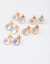 Gold Round Clip On Earrings 5-Pack - link has visual effect only