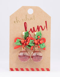 Gold Holly Christmas Shaker Drop Earrings - link has visual effect only