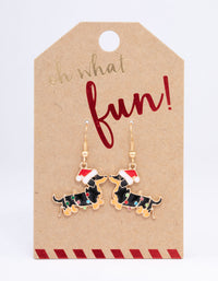 Gold Dachshund Christmas Drop Earrings - link has visual effect only