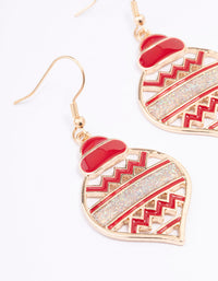 Gold Glitter Bauble Drop Earrings - link has visual effect only