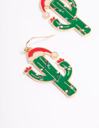 Gold Christmas Cactus Drop Earrings - link has visual effect only