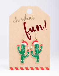 Gold Christmas Cactus Drop Earrings - link has visual effect only