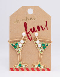 Gold Pearl & Glitter Cocktail Drop Earrings - link has visual effect only