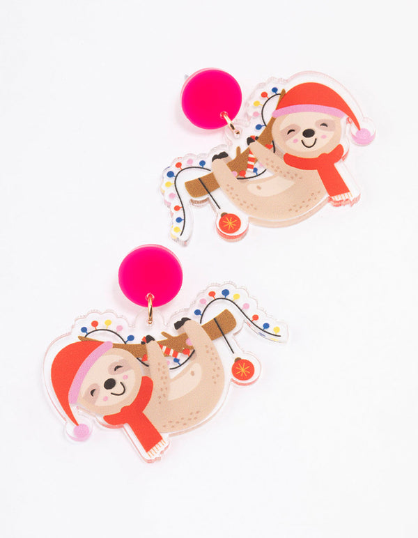 Christmas Sloth Drop Earrings