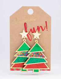 Acrylic Geometric Christmas Tree Drop Earrings - link has visual effect only