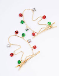 Gold Reindeer Bell Hair Clips - link has visual effect only