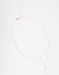 Silver Layered Dainty Diamante Short Necklace - link has visual effect only