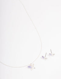 Silver Diamante Butterfly Jewellery Set - link has visual effect only
