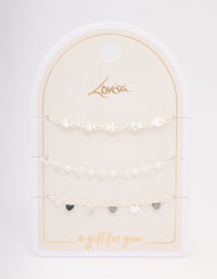 Silver Disc Pearl & Heart Bracelet Pack - link has visual effect only