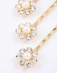 Gold Diamante & Pearl Hair Slides 4-Pack - link has visual effect only