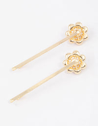 Gold Diamante & Pearl Hair Slides 4-Pack - link has visual effect only