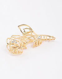 Gold Large Rose Outline Hair Claw Clip - link has visual effect only
