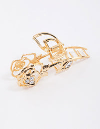 Gold Large Rose Outline Hair Claw Clip - link has visual effect only