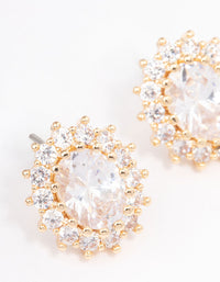 Gold Round Halo Stud Earrings - link has visual effect only