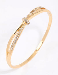 Gold Plated Cubic Zirconia Twisted Bangle - link has visual effect only