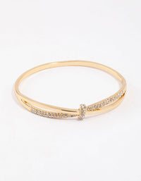 Gold Plated Cubic Zirconia Twisted Bangle - link has visual effect only