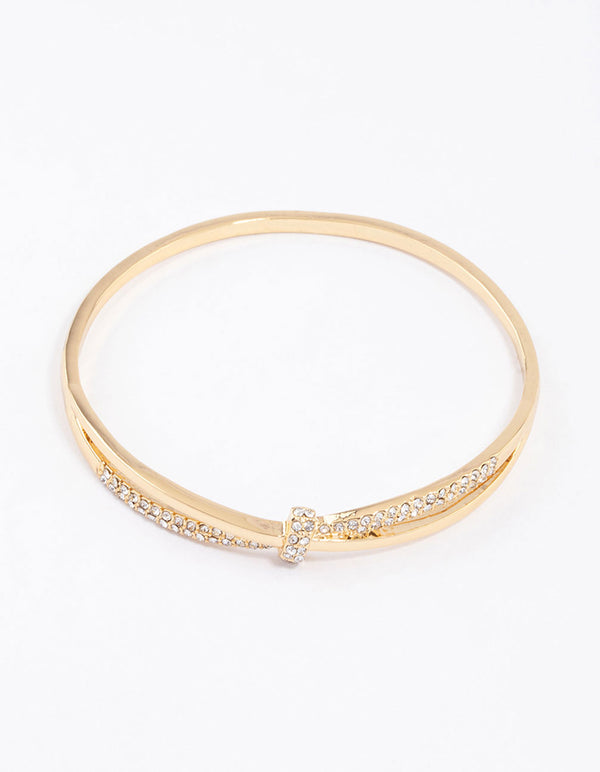 Gold Plated Cubic Zirconia Twisted Bangle