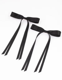 Black Fabric Wide Skinny Hair Bows Pack - link has visual effect only