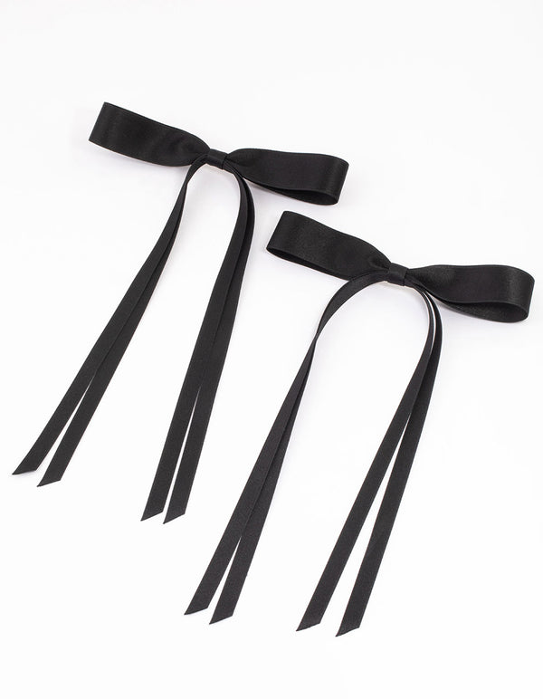 Black Fabric Wide Skinny Hair Bows Pack