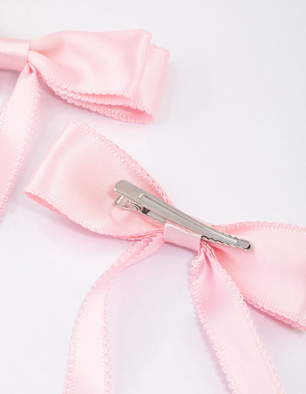Pink Fabric Satin Scallop Hair Bows Pack - Lovisa