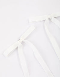 White Fabric Hair Bows Pack - link has visual effect only