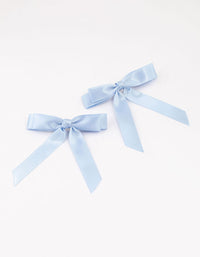 Blue Fabric Medium Double Loop Hair Bows Pack - link has visual effect only