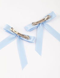 Blue Fabric Medium Double Loop Hair Bows Pack - link has visual effect only