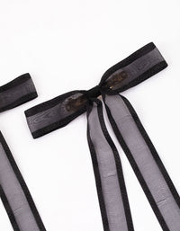 Black Fabric Border Organza Bow Hair Clip Pack - link has visual effect only