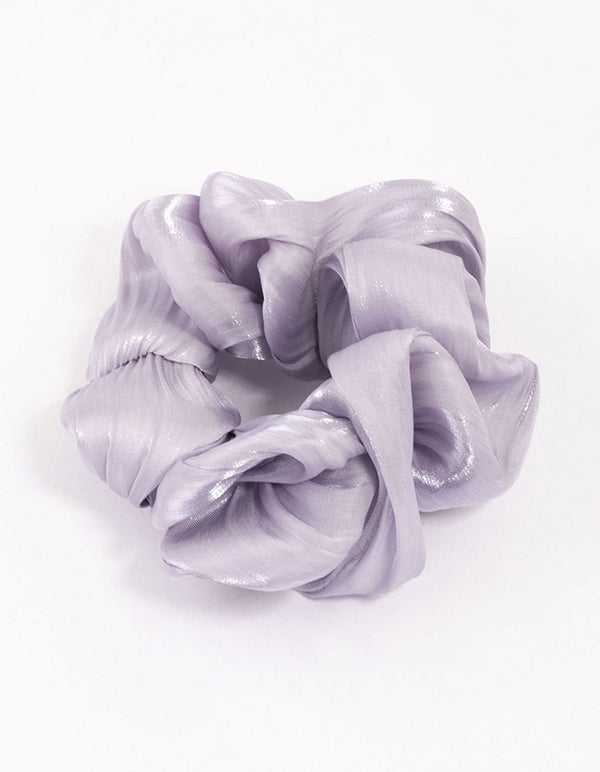 Purple Fabric Wavy Small Hair Scrunchie