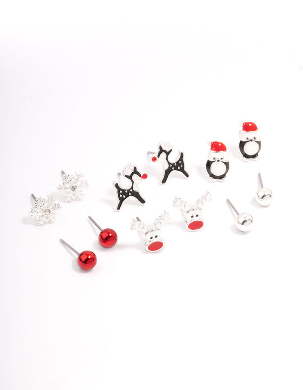 Kids Christmas Critter Stud Earrings 6-Pack