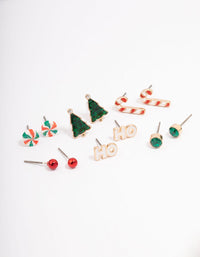 Kids Christmas Lolly Stud Earrings 6-Pack - link has visual effect only