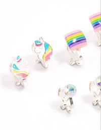 Kids Unicorn & Pom Pom Clip On Earrings 5-Pack - link has visual effect only