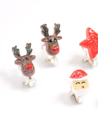 Kids Polymer Christmas Clip On Earrings 5-Pack - link has visual effect only