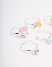 Kids Silver Shell Ring 6-Pack - link has visual effect only
