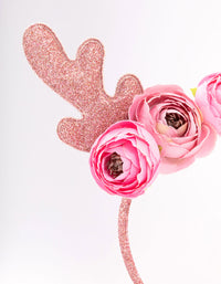 Kids Fabric Christmas Glitter & Flower Antler Headband - link has visual effect only