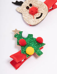 Kids Fabric Christmas Reindeer Hair Clips - link has visual effect only