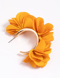 Gold & Yellow Fabric Flower Hoop Earrings - link has visual effect only