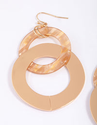Gold Circle Decorative Drop Earrings - link has visual effect only