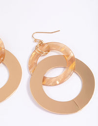Gold Circle Decorative Drop Earrings - link has visual effect only