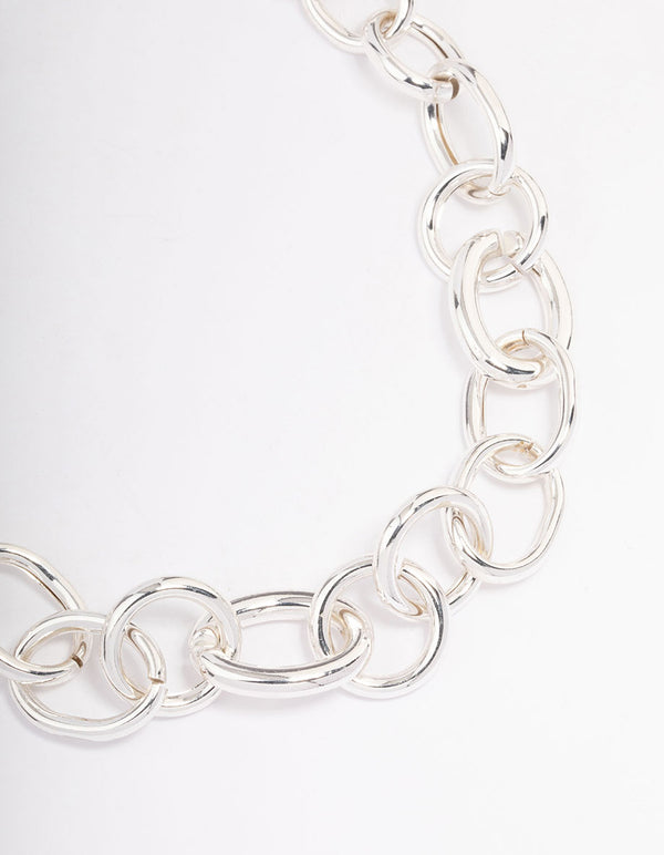 Silver Threaded Chain Short Necklace