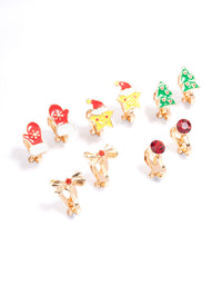 Kids Christmas Star Clip On Earrings 5-Pack - link has visual effect only