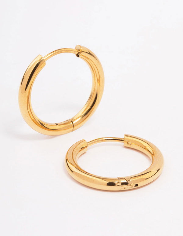 Gold Plated Surgical Steel Medium Polished Hoop Earrings