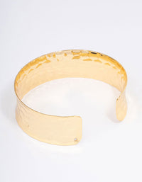 Gold Plated Wide Hammered Wrist Cuff - link has visual effect only